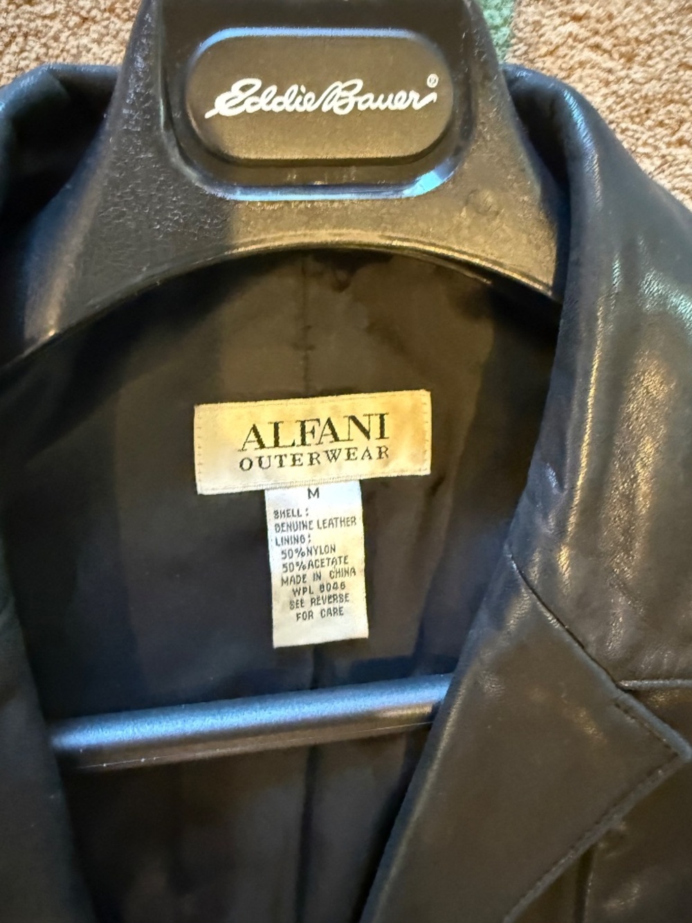 Black Leather Alfani coat, soft calf leather in a knee length Womens Med - Picture 3 of 7